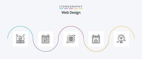 webb design linje 5 ikon packa Inklusive . aning. redskap. design. hemsida vektor