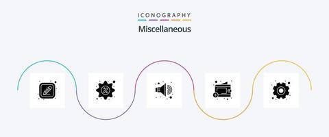 Sonstiges Glyphe 5 Symbol Pack einschließlich Einstellungen. Geld. Lautsprecher. Kasse. hinzufügen vektor
