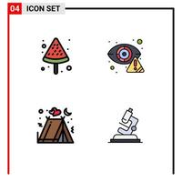 Benutzer Schnittstelle Pack von 4 Basic gefüllte Linie eben Farben von Pizza Ferien Verbrechen Auge Zelt editierbar Vektor Design Elemente
