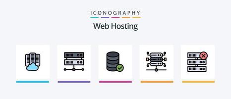 webb värd linje fylld 5 ikon packa Inklusive värd nätverk. moln värd . server . nätverk. kreativ ikoner design vektor