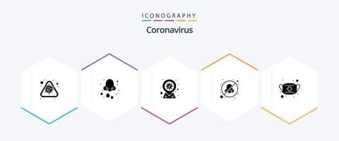 Coronavirus 25 Glyphe Symbol Pack einschließlich Lu. HNO-Arzt. Gesundheit. Nase. Bereich vektor