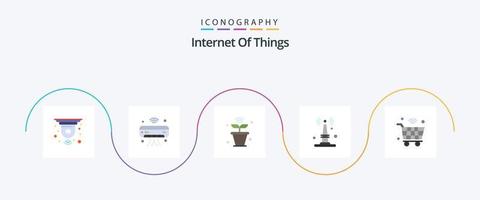 internet av saker platt 5 ikon packa Inklusive saker. iot. wifi. internet. saker vektor