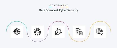 data vetenskap och cyber säkerhet linje 5 ikon packa Inklusive dollar. sedan. 3d. dela med sig. data vektor