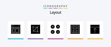 Layout Glyphe 5 Symbol Pack einschließlich Layout. Anzeige. Layout. ux. Layout. kreativ Symbole Design vektor