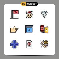 9 thematisch Vektor gefüllte Linie eben Farben und editierbar Symbole von Anzeige Element gam Nieder App editierbar Vektor Design Elemente