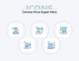 korona virus super hjälte blå ikon packa 5 ikon design. flicka. människor. läkare. man. avatar vektor