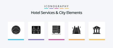 Hotel Dienstleistungen und Stadt Elemente Glyphe 5 Symbol Pack einschließlich Bank . elektrisch. Hotel. Aufzug. Schublade. kreativ Symbole Design vektor