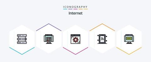 internet 25 fylld linje ikon packa Inklusive gränssnitt. wifi. webbläsare. teknologi. nätverk vektor