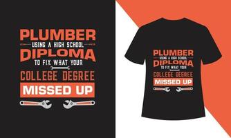 Klempner Typografie T-Shirt Design vektor