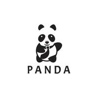 Panda-Bären-Silhouette-Logo-Design-Vektor-Vorlage. lustiges faules Logo-Panda-Tier-Logo-Konzept-Symbol. vektor