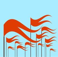 odödlig religion orange flagga. hindu flaggor i blå himmel. bhagva flagga illustration. vektor