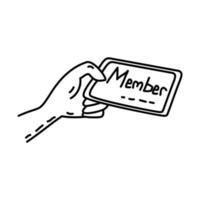 Mitgliedskartensymbol. Gekritzel Hand gezeichnet oder Umriss Symbol Stil vektor