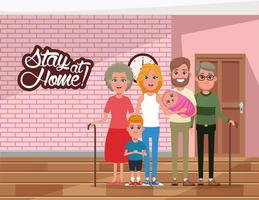 Kampagne zu Hause mit Familienmitgliedern bleiben vektor