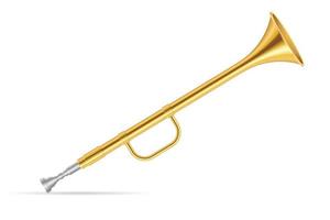goldenes Horn trompetet Vektorillustration lokalisiert auf Weiß vektor