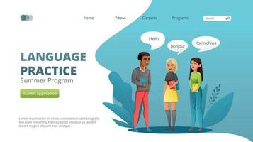 språk sommar program hemsida vektor