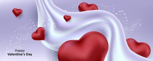 Valentinstag. ein süßer süßer lila Hintergrund mit realistischen 3D-Herzen und Flüssigkeit. Vektorillustration für Banner, Karte. Hochzeitseinladung, Muttertag vektor
