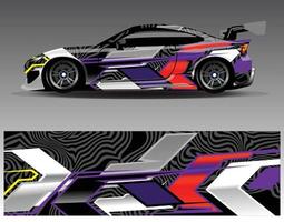 bil wrap design vektor. grafisk abstrakt stripe racing bakgrund kit designs för wrap fordon racer bil rally äventyr och livery vektor