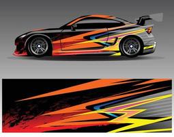 Auto-Wrap-Design-Vektor. grafische abstrakte Streifen-Rennhintergrund-Kit-Designs für Wrap-Fahrzeug-Rennwagen-Rallye-Abenteuer und Lackierungen vektor