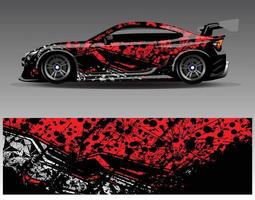 Auto-Wrap-Design-Vektor. grafische abstrakte Streifen-Rennhintergrund-Kit-Designs für Wrap-Fahrzeug-Rennwagen-Rallye-Abenteuer und Lackierungen vektor