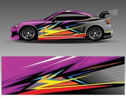 Auto-Wrap-Design-Vektor. grafische abstrakte Streifen-Rennhintergrund-Kit-Designs für Wrap-Fahrzeug-Rennwagen-Rallye-Abenteuer und Lackierungen vektor