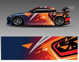 Auto-Wrap-Design-Vektor. grafische abstrakte Streifen-Rennhintergrund-Kit-Designs für Wrap-Fahrzeug-Rennwagen-Rallye-Abenteuer und Lackierungen vektor