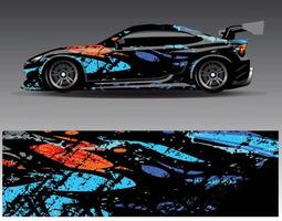 Auto-Wrap-Design-Vektor. grafische abstrakte Streifen-Rennhintergrund-Kit-Designs für Wrap-Fahrzeug-Rennwagen-Rallye-Abenteuer und Lackierungen vektor