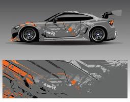 Auto-Wrap-Design-Vektor. grafische abstrakte Streifen-Rennhintergrund-Kit-Designs für Wrap-Fahrzeug-Rennwagen-Rallye-Abenteuer und Lackierungen vektor