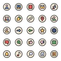 fylld Färg översikt ikoner för social nätverk. vektor