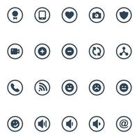 Kreis Glyphe Symbole zum Sozial Netzwerke. vektor