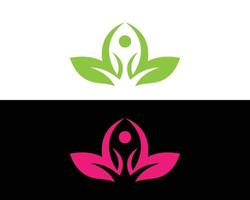 Yoga Logo Design Konzept mit Blatt Vektor Vorlage.