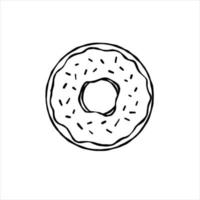 Donut mit Glasur. süßes Zuckerdessert mit Zuckerguss. Umrisskarikaturillustration lokalisiert auf weißem Hintergrund vektor