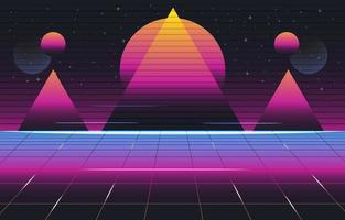 Dreieck Neon Retro Futurismus Hintergrund vektor