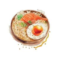 Aquarell Ramen Schüssel Nudeln Vektor Kultur Japan