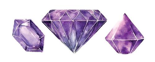 lila rosa diamant sten Smycken mineral. isolerat illustration element. geometrisk kvarts polygon kristall sten mosaik- form ametist pärla. vektor