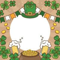 St. Patrick Themen Hintergrund Bier Münzen Klee vektor