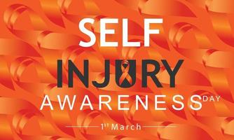 Vektor Illustration auf das Thema von selbst Verletzung Bewusstsein Tag im Ehre von welche tritt ein jährlich auf März 1.