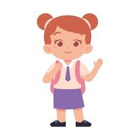 wenig Mädchen Charakter. elementar Schule Kinder tragen Uniform Illustration vektor