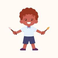 wenig Junge Charakter. elementar Schule Kinder tragen Uniform Illustration vektor