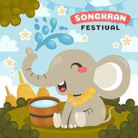 songkran festival firande koncept med glad elefant vektor