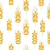 sömlös mönster av gyllene mogen vete spikelets. jordbruks symbol, mjöl produktion. vektor silhuett av vete. illustration på en vit bakgrund