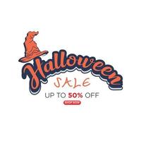 Lycklig halloween försäljning banderoller eller fest inbjudan bakgrund.vektor illustration .kalligrafi av halloween vektor