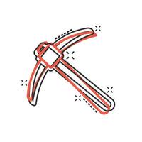 Axt-Symbol im Comic-Stil. Holzfäller-Cartoon-Vektorillustration auf weißem, isoliertem Hintergrund. Geschäftskonzept mit Blade-Splash-Effekt. vektor