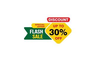 30-prozentiges Flash-Verkaufsangebot, Ausverkauf, Werbebanner-Layout mit Aufkleberstil. vektor