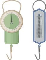 kanter skalor för vägning Produkter och Övrig föremål. skalor utan analog skalor av olika former. vektor illustration isolerat på en vit bakgrund.