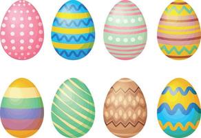 påsk färgad ägg uppsättning. ägg dekorerad med olika mönster. samling av påsk ägg. vektor illustration