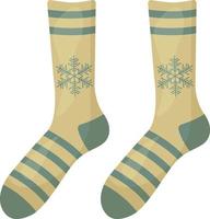 hell Weihnachten gestreift Socken mit das Bild von ein groß Schneeflocke. warm Weihnachten Socken. ein Stück von Kleidung mit das Symbole von Weihnachten und Neu Jahr. warm Kleidung, Vektor Illustration
