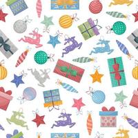 ljus ny år sömlös mönster. jul mönster med de bild av jul träd leksaker och jul gåvor. festlig mönster för de skriva ut. vektor illustration
