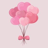 Luftballons im das gestalten von ein Herz. süß hell Vektor Illustration zum Valentinstag s Tag mit das Bild von Luftballons im das gestalten von Herzen, Rosa mit ein Bogen gebunden zu Es. Bälle mit ein Bogen. Vektor