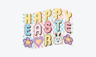 glücklich Ostern süß Ostern Hase Design. perfekt zum Werbung, Poster. schön Briefe vektor