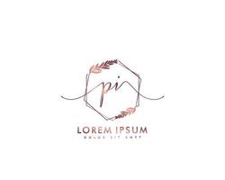 Initiale Brief Pi feminin Logo Schönheit Monogramm und elegant Logo Design, Handschrift Logo von Initiale Unterschrift, Hochzeit, Mode, Blumen- und botanisch mit kreativ Vorlage vektor